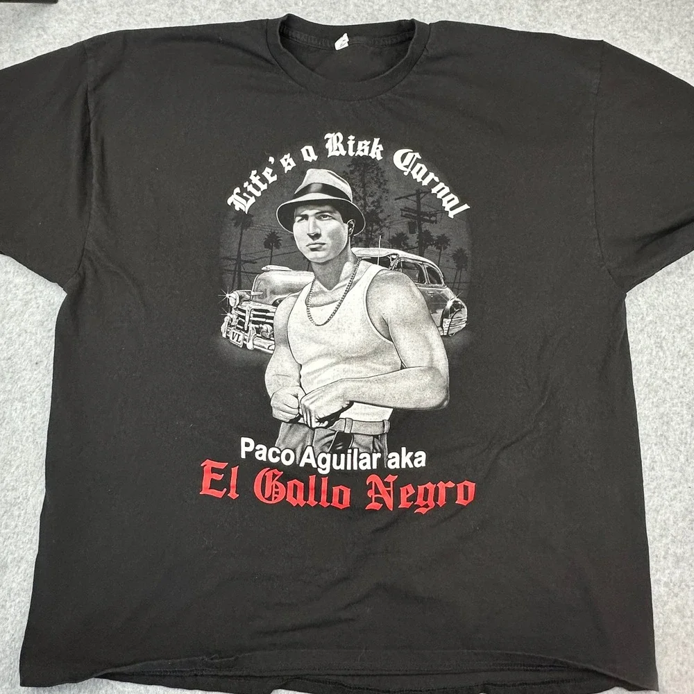 Blood In Blood‎ Out Paco Aguilar El Gallo Negro Black Graphic T-Shirt Mens 3XL